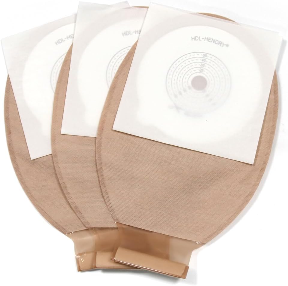 65PCS Colostomy Bags,One Piece Ostomy Bags,Colostomy Supplies for Ileostomy Stoma Care,15 mm-60 mm Cut-to-Fit Colonoscopy Ostomy Bag- Includes 60PCS Colostomy Bags and 5PCS Ostomy Barrier Rings