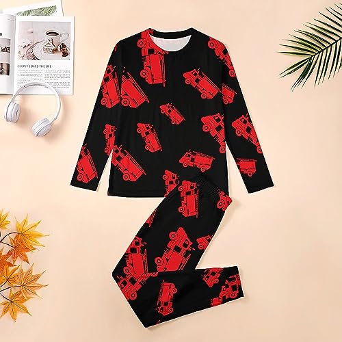 Firefighter Fire Truck Mens Pajama Set Soft Comfy PJs Sets Sleepwear Loungewear Pajama Top And Pant Set3