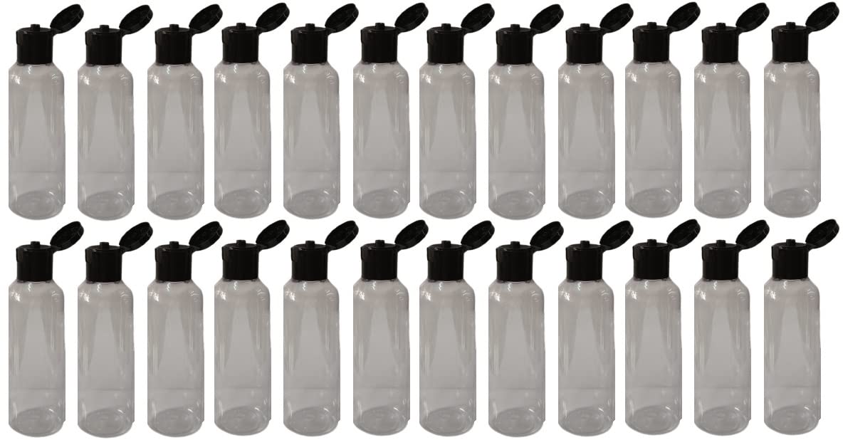 100 ML PET CLEAR ROUND BLACK FLIP TOP CAP Plastic Bottles Size Cosmetic Travelling Containers Small Leak Proof Squeeze Bottles| Pack of 24-image-16