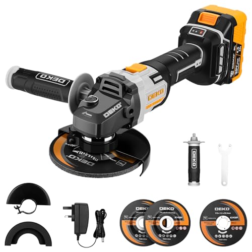 Cordless Angle Grinder 20V 115MM Brushless Grinder with 4.0Ah Battery 8500RPM Power Electric Grinder for Cutting Grinding Polishing