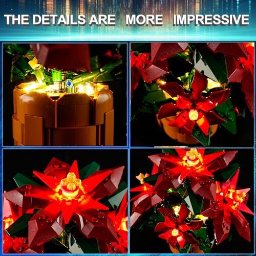 Image of LED Light Kit for Lego 10370 Icons Poinsettia Flower Decor Set, Compatible with Lego 10370 Building Blocks Model(Not Include Blocks Set)