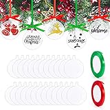 Auihiay 30 Pieces 3 Inch Clear Round Acrylic Ornaments Blank Acrylic Discs Acrylic Transparent...