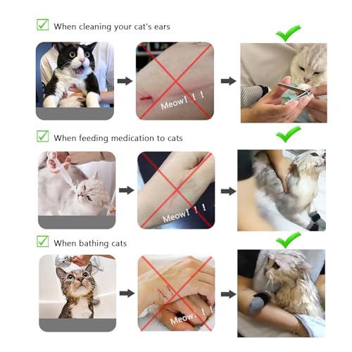 Image of 4Pcs Cat Scratch Cover for Nursing Rehabilitation, Adjustable Cat Bath Gloves, Anti-Scratch Pet Grooming Booties for Bathing