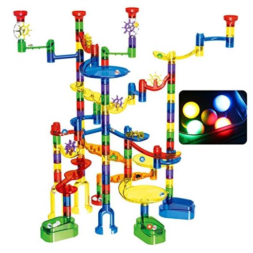 Marble Run Set, 149 Pcs Marble Super Set for Kids 3+, (4 Light up Marbles+ 107 Translucent Marbulous Pieces+ 6 Glass Marbles+ 32 Pcs DIY Marbles) Marble Race Track Stem Toys for Boys and Girls
