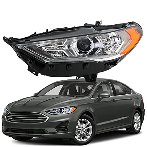 munirater Driver Side Halogen Projector Headlight Headlamp Assembly w/ LED DRL Amber Corner Replacement for 2017-2019 Fusion FO2502350