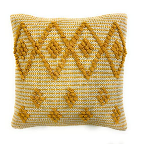 Image of TIB Premium Boho Decorative Throw Cushion Covers, 16 x 16 cm, Set of 2, Cotton. (Mustard Abstract)