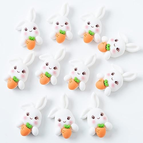 Miniatura 4 de 50 piezas de mini conejito y zanahoria decoración artificial de conejo de Pascua, zanahoria, resina, conejo de Pascua, manualidades, suministros de