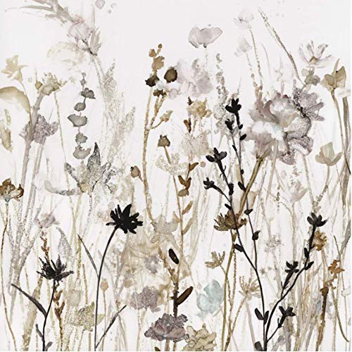 Renditions Gallery Modern Floral Wall Art Black & Grey Wildflower Mist Abstract Nature Paintings for Bedroom Home Kitchen Wall - 40"x40" LT34
