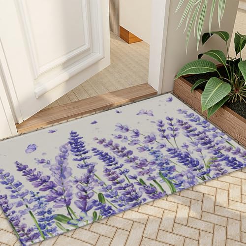 Tapete floral lavanda 60x89 cm antideslizante y lavable miniatura 7