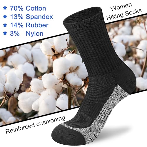 Image of Crew Socks Women Athletic Hiking Running Cushioned Compression Socks 3-5 Pairs