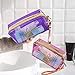 Meetory 5 Pack Waterproof Cosmetic Bag Portable Translucent Makeup Bag Zippered Travel Toiletry Pouch for Vacation, Bathroom, Organizing
