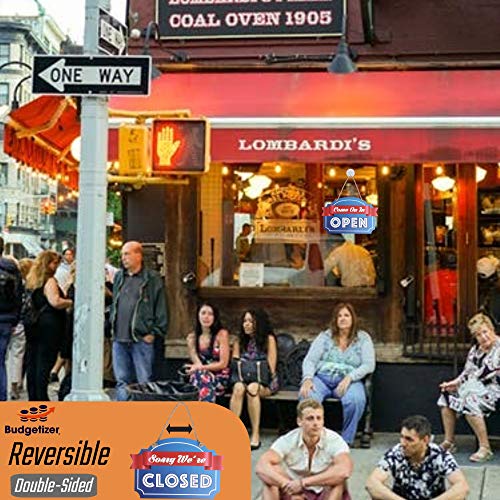 Open Closed Sign for Business – Bundle with 2 Suction Cup, Pull and Push Stickers - Double-Sided Open Signs for Business is The Ideal Hanging Banner for Restaurant Stores Bar Windows or Doors