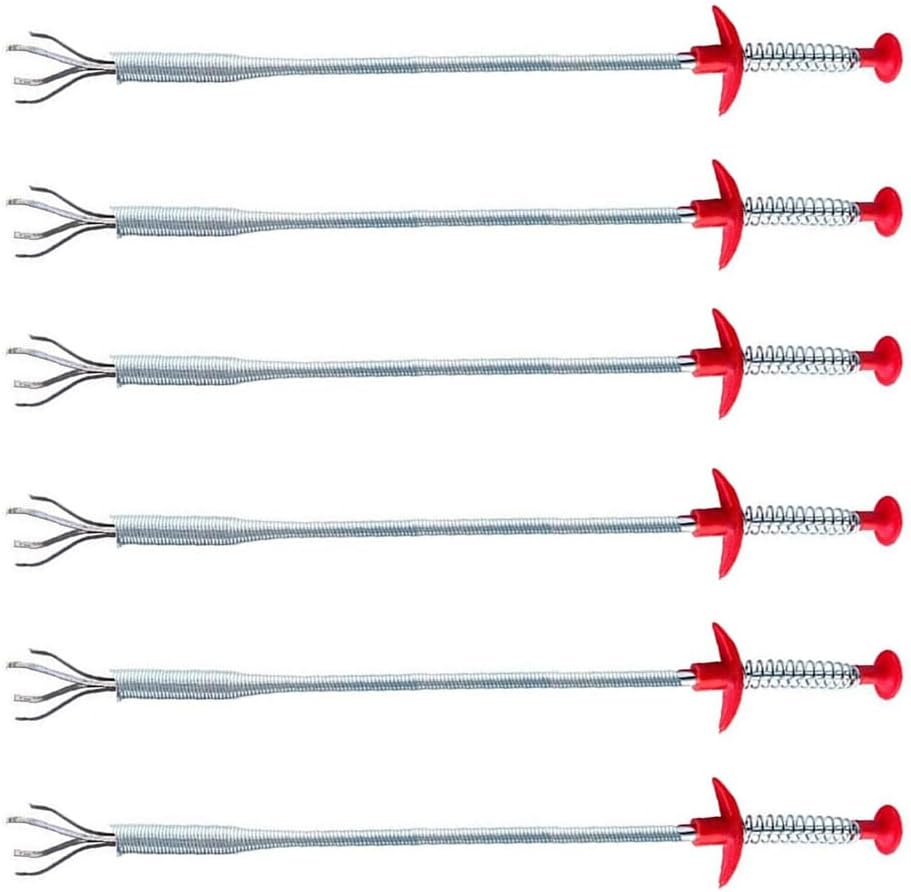 TopHomer 6 Packs Drain Relief Tool with Claws, Stainless Steel Spring Pipe Hair Remover Sink Drain Household Cleaning Tool for Bathroom, Kitchen Sink, Toilet (60cm)
