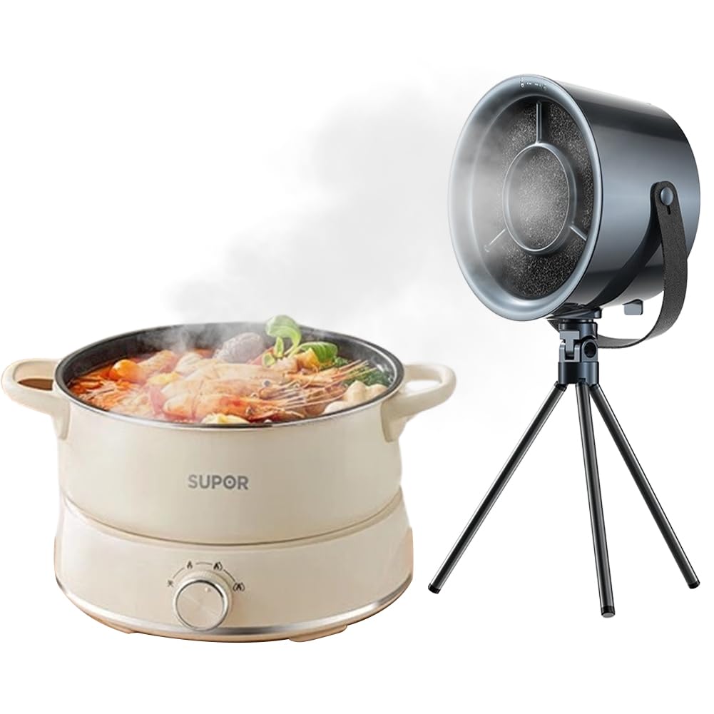 Cappa aspirante da tavolo, portatile e potente, 3 livelli di vento, ventilatore rimovibile e lavabile, ideale per grigliate al coperto, fonduta e cucina camper (grigio)