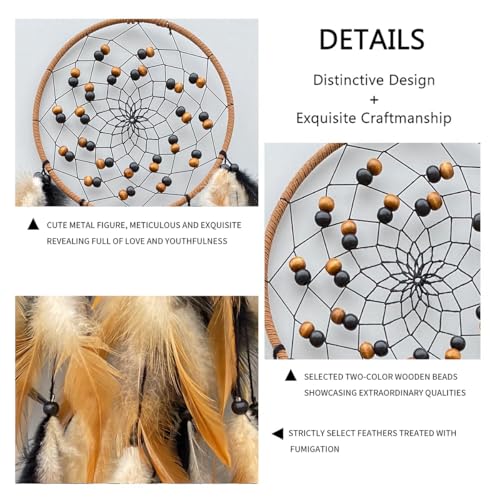 Large Feather Dream Catcher Handmade Native American Dream Catchers Bohe Wall Hanging Decoration Ornament for Kids Bedroom Car Decor Home Decoration Birthday Party Brown - Image 5