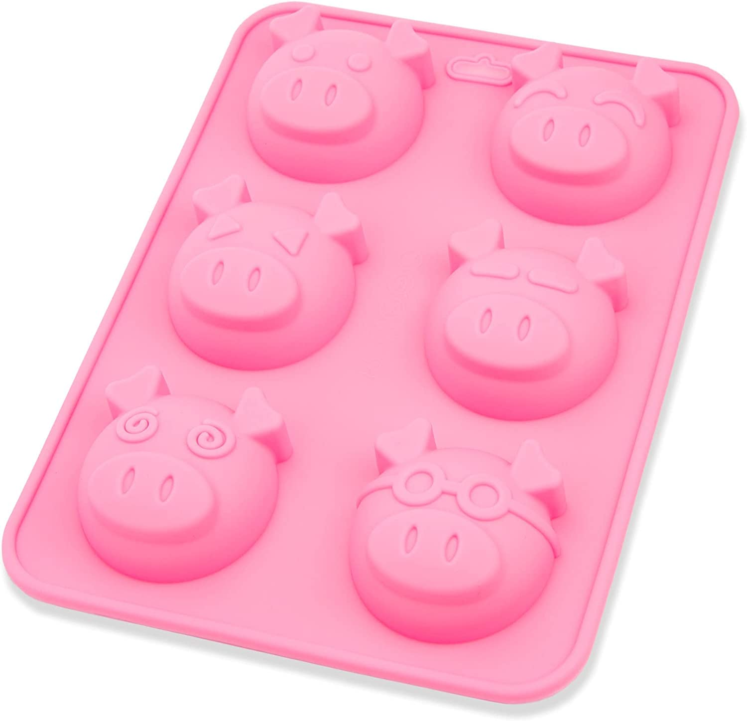 BlueFox Molde de silicona para muffins, cerdos, molde de silicona, molde para magdalenas, magdalenas, molde para bandeja de hornear, 23 x 17 x 3 cm, amuleto, color rosa