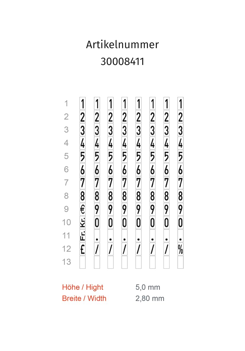 METO Classic S Handauszeichner, 1-zeilig, 8-stellig, 26 x 16 mm