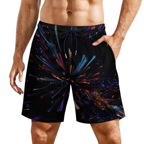 Fireworks Mens Swim Trunks Quick Dry Beach Board Shorts with Pockets