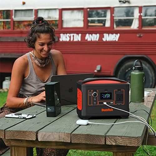 Domfish 600, 568Wh Portable Power Station, 600W Solar Generator, Energy Storage Power Supply Generator for RV Camping, Outdoor Adventure, Emergency(Solar Panel Not Included)