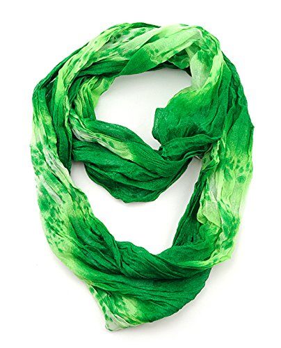 NYFASHION101 Women's Lightweight Two Tone Crinkle Loop Infinity Scarf