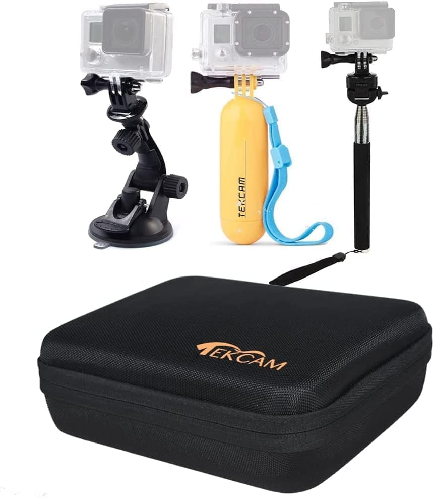 TEKCAM Universal Action Camera Accessories with Medium Carrying Case Travel Storage Bag Compatible with Gopro Series Action Camera