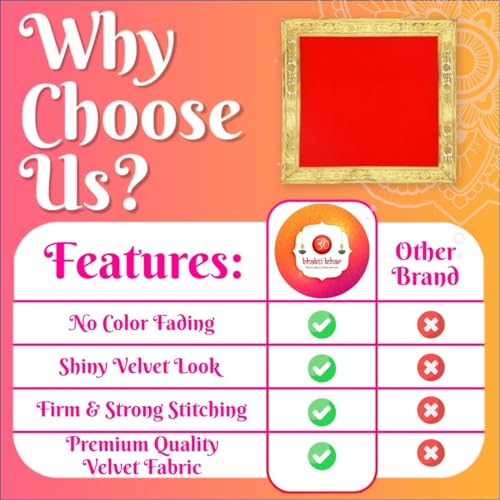 Image of Bhakti Lehar (16 x 16 Inch) Plain Red Velvet Pooja Aasan for God Idol /Chowki Aasan Kapda Cloth for Temple Shelf Home Mandir, Ganesh Baithak and God Idol Sitting - Pack of 2