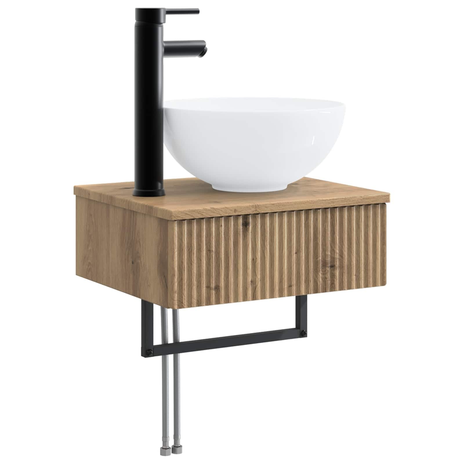 Genérico Lavabo de Lavado Montado en la Pared Roble Artisan,Mobiliario,Armarios y Almacenamiento,Tocadores de baño,40 x 35 x 39 cm-890177