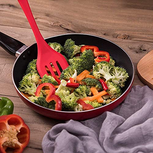 Image of Baskety Food Grade Silicone Rubber Spatula Set Non-Stick Kitchen Utensils for Baking, Cooking & Mixing (Red)
