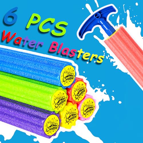 DraMosary Water Blaster Soaker Guns, 6 Pcs Foam Water Squirters, Kids Adults Boy Girl Squirt Guns for Pool/Beach/Yard Play (Up to 33 ft, 11.8inches, Multicolored) - Thumbnail 6
