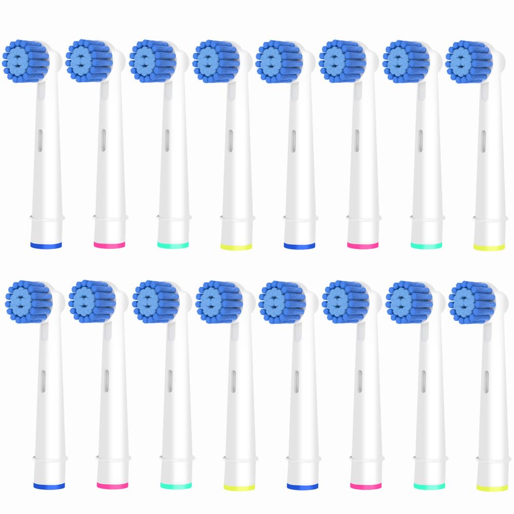 Sensitive Gum Care Brush Heads Compatible with Oral-B Electric Toothbrush, 16 Pcs Professional Toothbrush Heads for Oral B Replacement Heads Refill