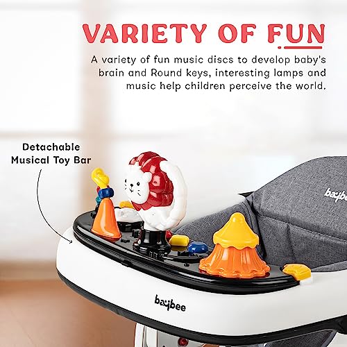 Image of Baybee Astro 2 in 1 Baby Walker, Round Kids Walker for Baby, Walker with 3 Adjustable Height & Musical Toy Bar | Baby Push Walker, Activity Walker for Kids, Walker Baby 6-18 months Boys Girls (Black)