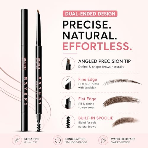 Image of Eyebrow Pencil for Women,Gray Waterproof Brow Pencil, 0.1mm Ultra-Fine Automatic Pencil with Angled Precision Tip & Built-In Spoolie Brush, Long-Lasting Natural Eyebrow Makeup