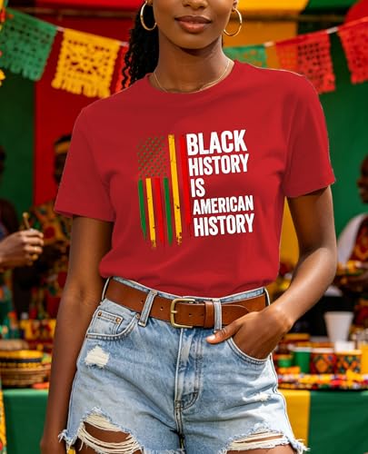 Image of Juneteenth Shirts for Women-Black History is American History Tee Tops African American Short Sleeves