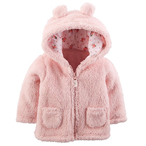Image of Carters Unisex Baby Hooded Sherpa Jacket (3 Months, Pink)