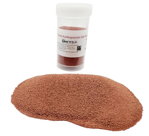 Granulado de cobre muy fino de 200 g, grano de aprox. 250 µm, micrómetro (0,25 mm)