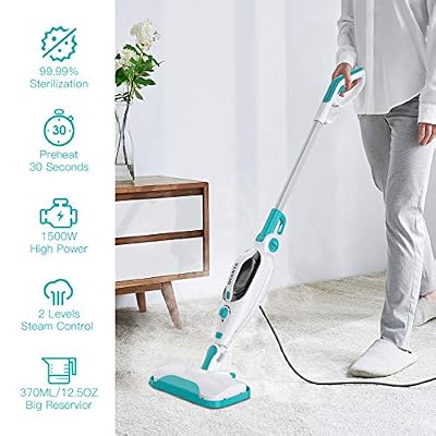 Dcenta Steam Mop Cleaner,12 in 1 Convenient Detachable Handheld Steam Cleaner for Hardwood, Tiles,Carpet with Multifunctional Tools,1500W Handheld Steamer for Kitchen,Garment