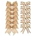 Aokbean 12pcs Mini Pearl Natural Burlap Bow Knot Christmas Wreath Bows Crafts for Home Cabinet Outdoor Holiday Party Decor (Mixed 1)