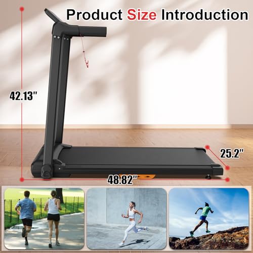 Image of Walking Pad Treadmill with Handles, Space-Saving Compact Walking Jogging Running Machine with LED Display, Portable Walking Pad for Home & Office, 265 Lbs Capacity