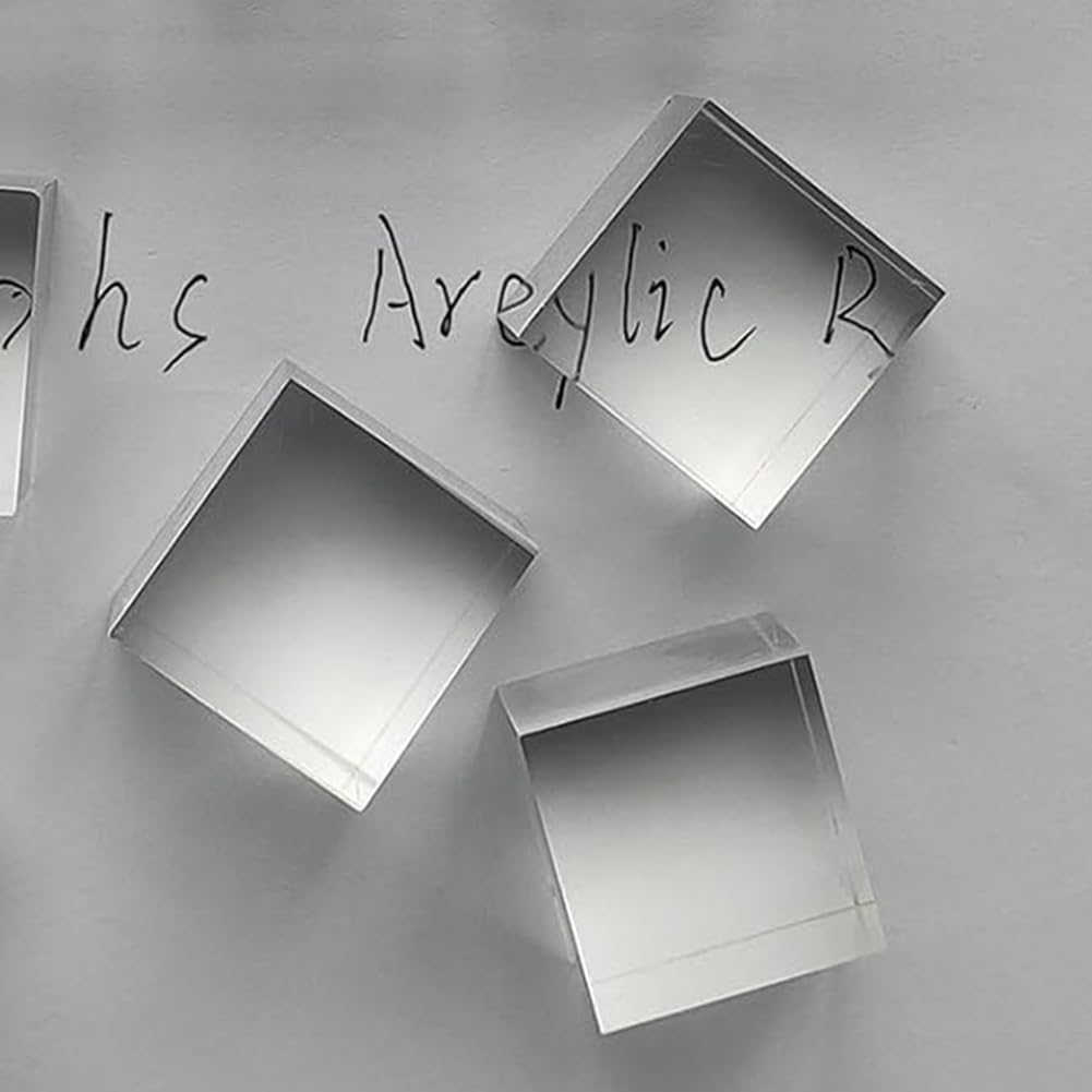 10 Stück quadratische Acrylblöcke, transparent, 2,5 x 2,5 x 2,5 cm – die Seiten sind poliert, quadratischer Schaft aus Kunststoff und einfach zu installieren