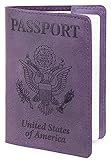 Leather Passport Cover - Passport Holder (Purple)
