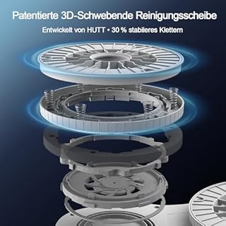 HUTT S7 Plus Fensterputzroboter Akku kabellos, Abnehmbarer Akku, 60 Min Laufzeit, 5500 Pa Saugkraft, 3D schwebendes Doppelpad, automatischer Fensterreiniger mit Sprühfunktion, 80 ml Tank, Koffer