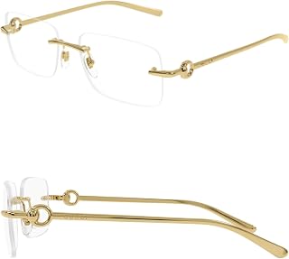 Gucci GG1703O Metal Rimless Rectangular Shape Lettering Logo Eyeglasses with Luxury Eyewear Kit