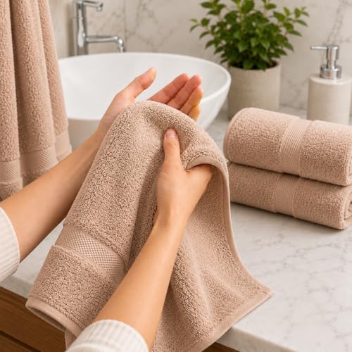 Image of Sulfar 100% Combed Cotton, Quick Drying Highly Absorbent, Luxury Hand Towel Set (Pack of 2, 40 X 70 cm) Nature Lux