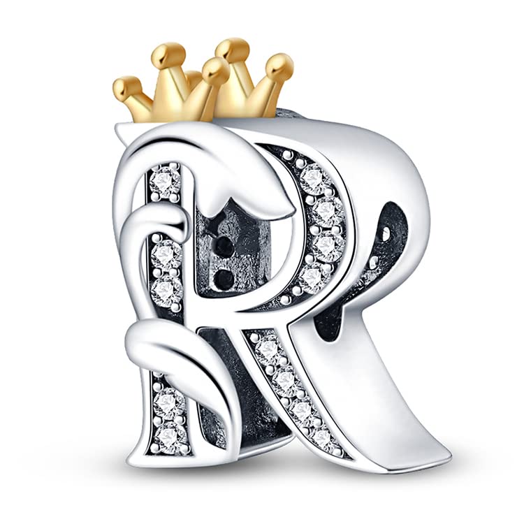 TINSLO R Alfabeto Charms Abalorios Colgante para mujer, plata de ley 925, compatible con pulseras y collares Pandora, compatible con pulseras europeas para mujeres y niñas