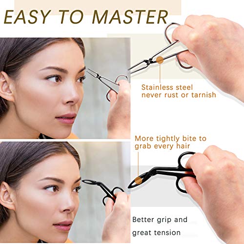 image for Honoson 6 Pieces Scissors Shaped Eyebrow Tweezers Flat Tip Tweezers Ha