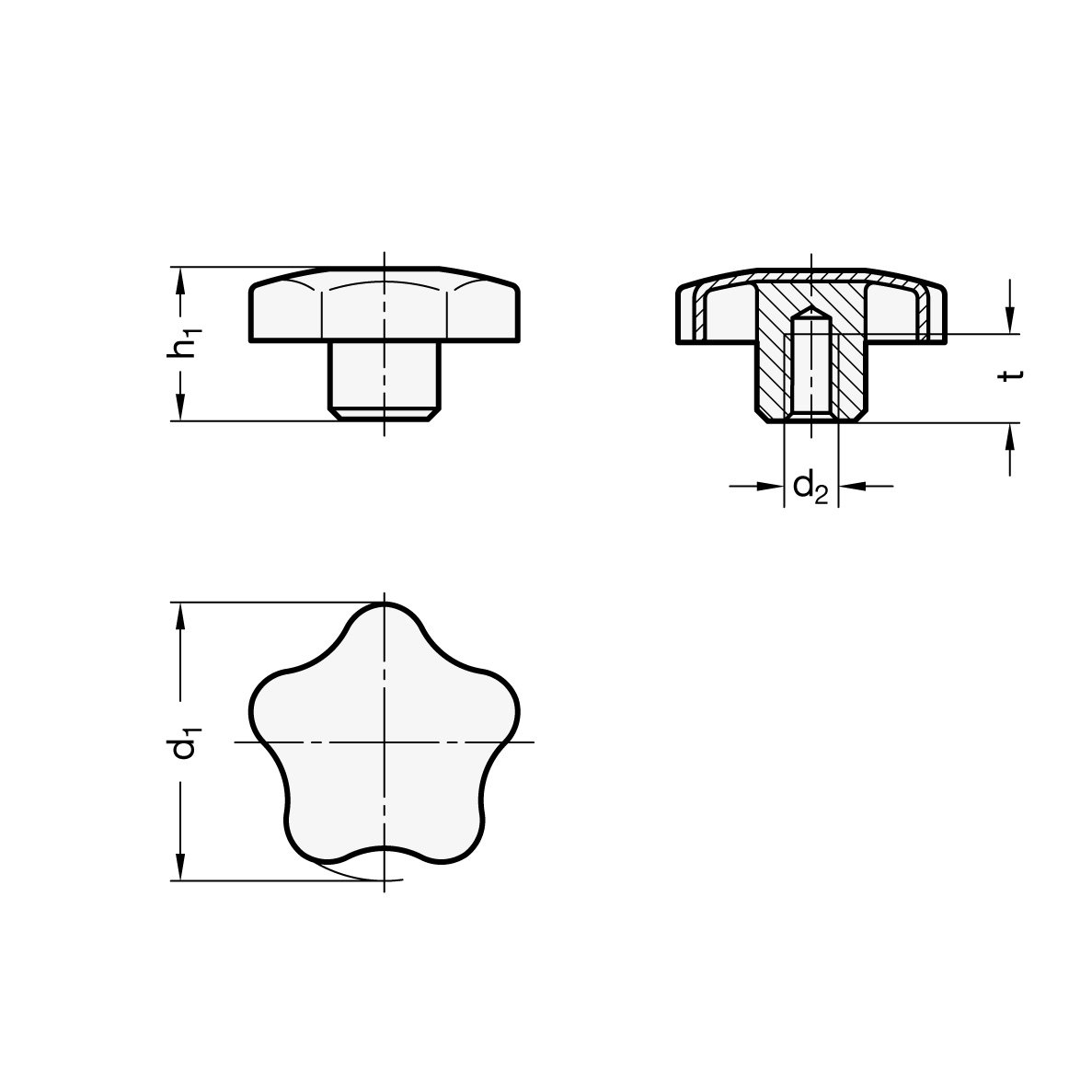 Ganter Norme Éléments GN 5334–40 Lot de M8 Poignées de E – Étoile en acier inoxydable, 1,