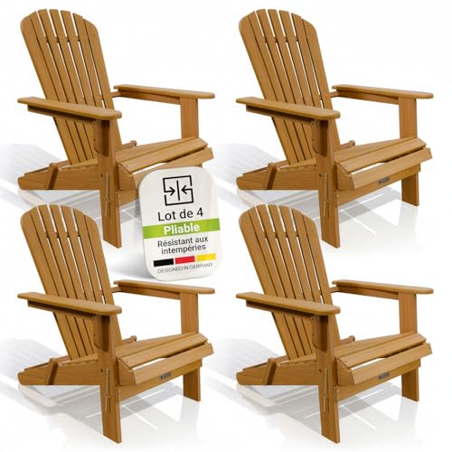 Juskys® Korfu transat Bois Massif Pliable Balcon terrasse résistant intempéries Design...