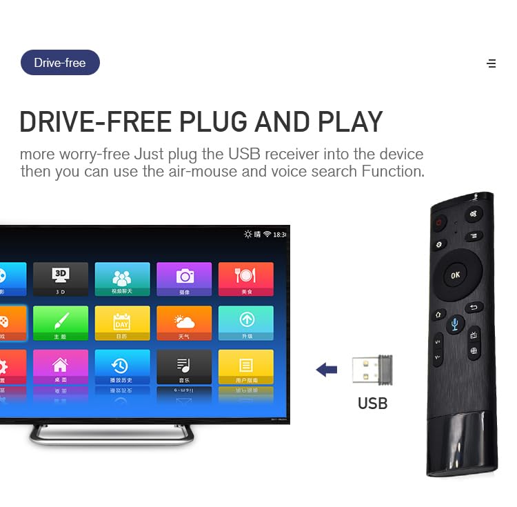 Image of AUSHA Voice Air Mouse Remote Controller with 2.4 Ghz Wireless Connection, Intelligent Learning (IR) Air Fly Smart Remote for PC, Smart TV, Android TV Box