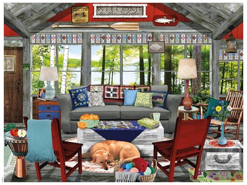 Ceaco - Lake Cabin - Rompecabezas Grande de 300 Piezas para Adultos | Arte de Tracy Flickinger, Hecho en USA, Tamaño Terminado 24 x 18 in, Incluye Póster, Ideal para Regalo y Enmarcar miniatura 5