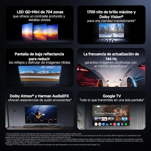 Miniatura 2 de XIAOMI TV S Pro Mini LED 75,Smart TV,Dolby Vision,Dolby Atmos,4k QLED,144Hz,Google TV,HDR 10+,Triple Tuner,DVB T2,MEMC,DTS-X,Harman AudioEFX，Prime Video,Google Assistant,Airplay2